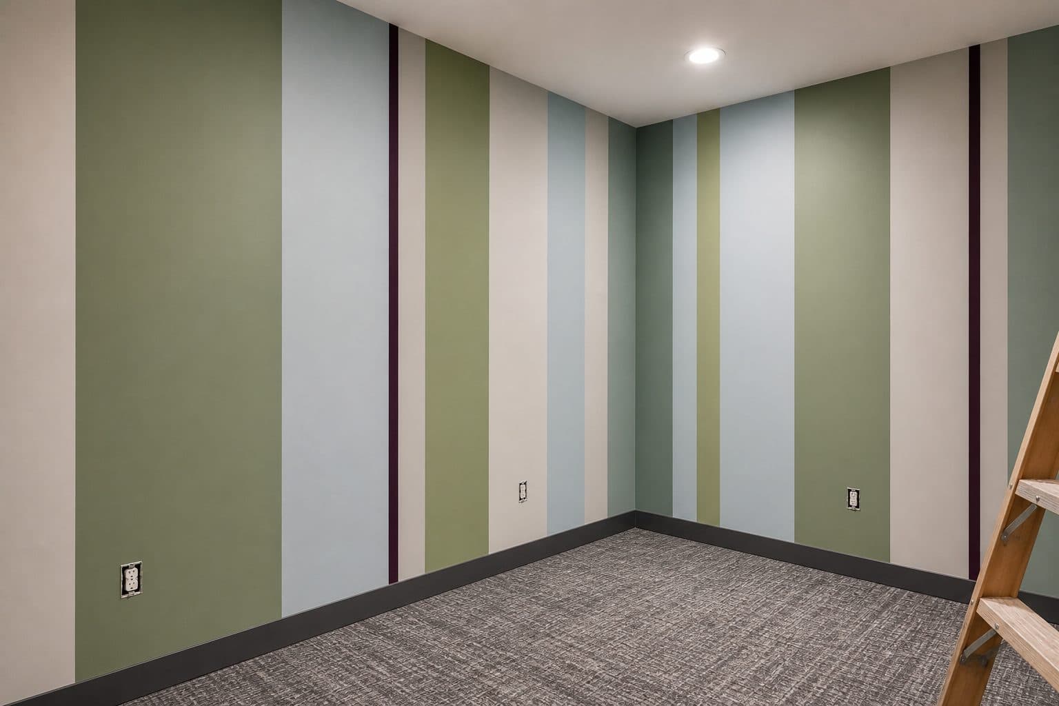 Multi-colour vertical stripe feature walls in a Polygon show home